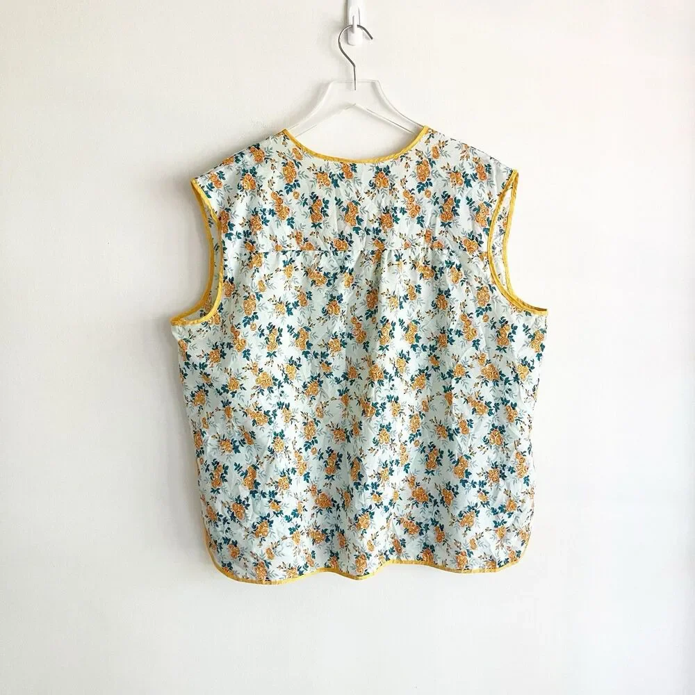 Vintage Artistic Creation Cobbler Smock Apron Womens 2X Floral Pockets Snaps
